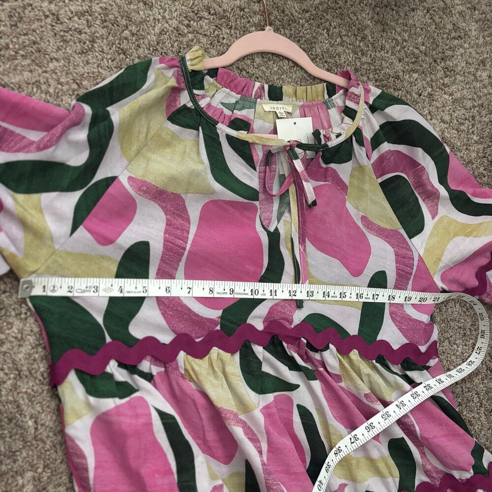 Pink Abstract Print Ruffle-Tier Mini Dress - Picture 12 of 13